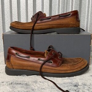 Bass Harry II Boat Shoes Mens 9.5 M Brown Leather Lace Up Moccasins